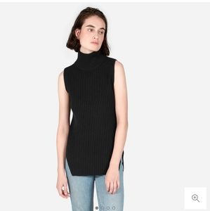 Everlane Ribbed Wool Cashmere Sleeveless Turtlenec